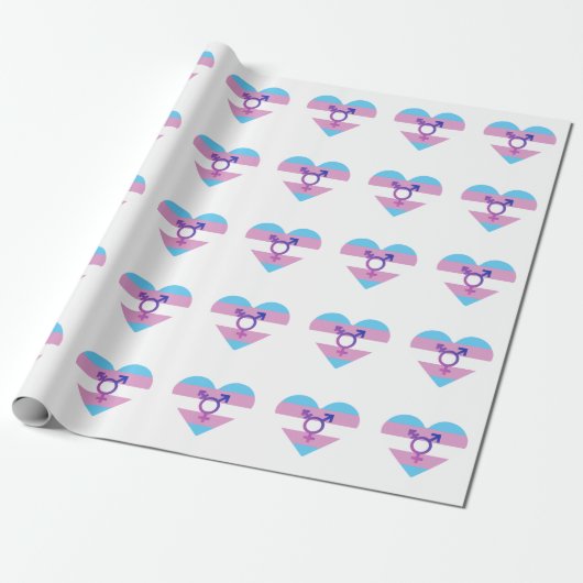 Trans Pride Flag Herz Geschenkpapier (Ungerollt)