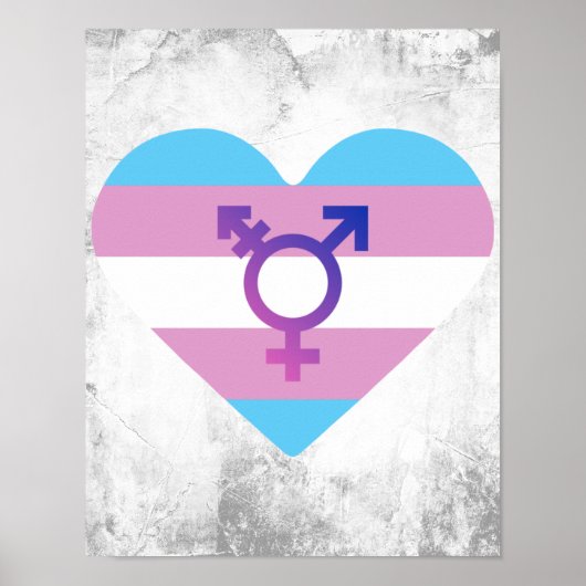 Trans Pride Flag Herz Poster (Vorne)