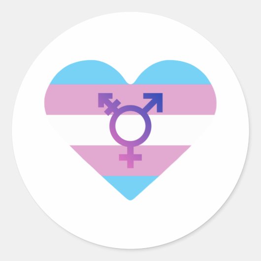 Trans Pride Flag Herz Runder Aufkleber (Vorderseite)