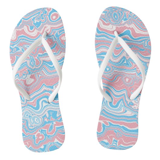 Trans Pride Flag Trippy Boho Groovy Wavy Streifen Badesandalen (Fußbett)