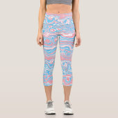 Trans Pride Flag Trippy Boho Groovy Wavy Streifen Capri Leggings (Vorderseite)