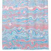 Trans Pride Flag Trippy Boho Groovy Wavy Streifen Duschvorhang (Vorderseite)