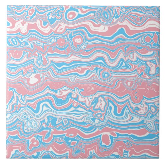 Trans Pride Flag Trippy Boho Groovy Wavy Streifen Fliese (Vorderseite)