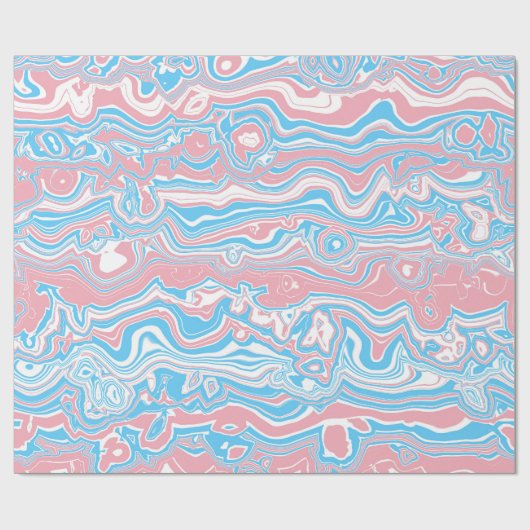 Trans Pride Flag Trippy Boho Groovy Wavy Streifen Geschenkpapier (Flach)