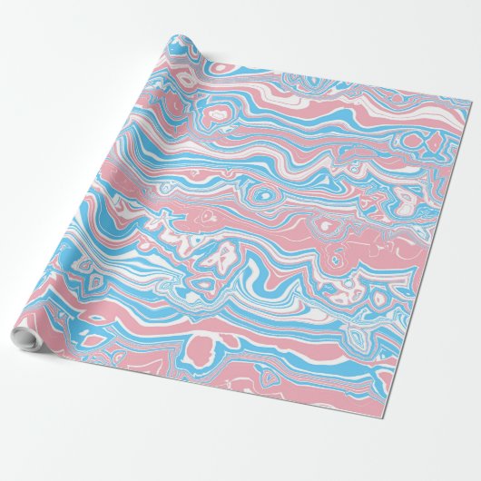 Trans Pride Flag Trippy Boho Groovy Wavy Streifen Geschenkpapier (Ungerollt)