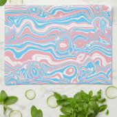 Trans Pride Flag Trippy Boho Groovy Wavy Streifen Geschirrtuch (Gefaltet)
