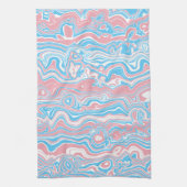 Trans Pride Flag Trippy Boho Groovy Wavy Streifen Geschirrtuch (Vertikal)