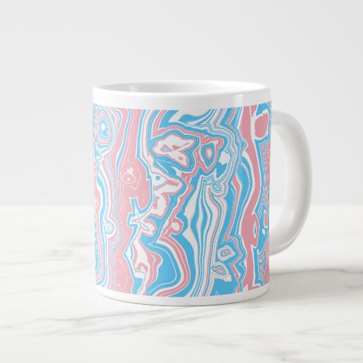 Trans Pride Flag Trippy Boho Groovy Wavy Streifen Jumbo-Tasse (Vorderseite Rechts)