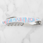 Trans Pride Flag Trippy Boho Groovy Wavy Streifen Kellnermesser (Rückseite)