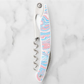 Trans Pride Flag Trippy Boho Groovy Wavy Streifen Kellnermesser (Vorderseite)
