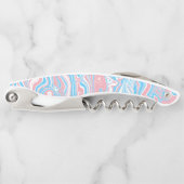 Trans Pride Flag Trippy Boho Groovy Wavy Streifen Kellnermesser (Vorderseite)