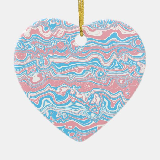 Trans Pride Flag Trippy Boho Groovy Wavy Streifen Keramik Ornament (Vorne)