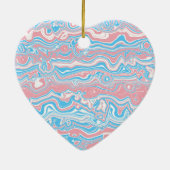 Trans Pride Flag Trippy Boho Groovy Wavy Streifen Keramik Ornament (Hinten)