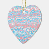 Trans Pride Flag Trippy Boho Groovy Wavy Streifen Keramik Ornament (Links)