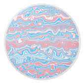Trans Pride Flag Trippy Boho Groovy Wavy Streifen Keramikknauf (Vorderseite)