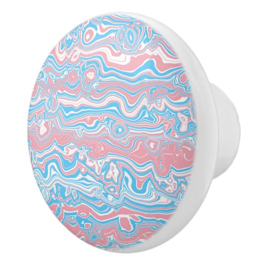 Trans Pride Flag Trippy Boho Groovy Wavy Streifen Keramikknauf (Rechts)