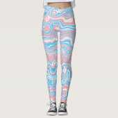 Trans Pride Flag Trippy Boho Groovy Wavy Streifen Leggings (Vorderseite)