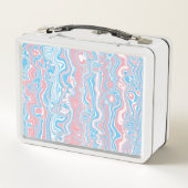 Trans Pride Flag Trippy Boho Groovy Wavy Streifen Metall Brotdose (Rückseite)