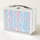 Trans Pride Flag Trippy Boho Groovy Wavy Streifen Metall Brotdose (Vorderseite)