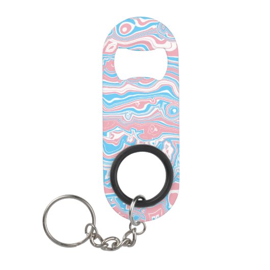 Trans Pride Flag Trippy Boho Groovy Wavy Streifen Mini Flaschenöffner (Vorderseite)
