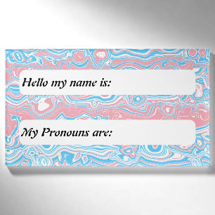 Trans Pride Flag Trippy Boho Groovy Wavy Streifen Namenschild