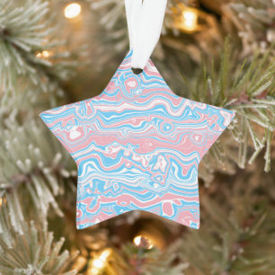 Trans Pride Flag Trippy Boho Groovy Wavy Streifen Ornament