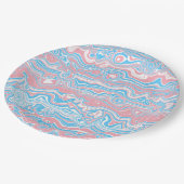 Trans Pride Flag Trippy Boho Groovy Wavy Streifen Pappteller (Schrägansicht)