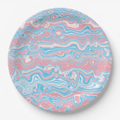 Trans Pride Flag Trippy Boho Groovy Wavy Streifen Pappteller (Vorderseite)