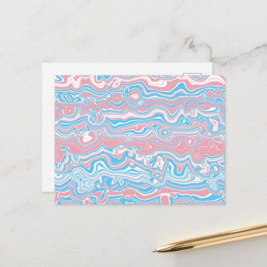 Trans Pride Flag Trippy Boho Groovy Wavy Streifen Postkarte (Vorderseite/Rückseite Beispiel)