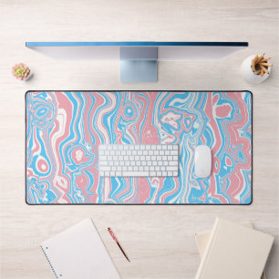 Trans Pride Flag Trippy Boho Groovy Wavy Streifen Schreibtischunterlage