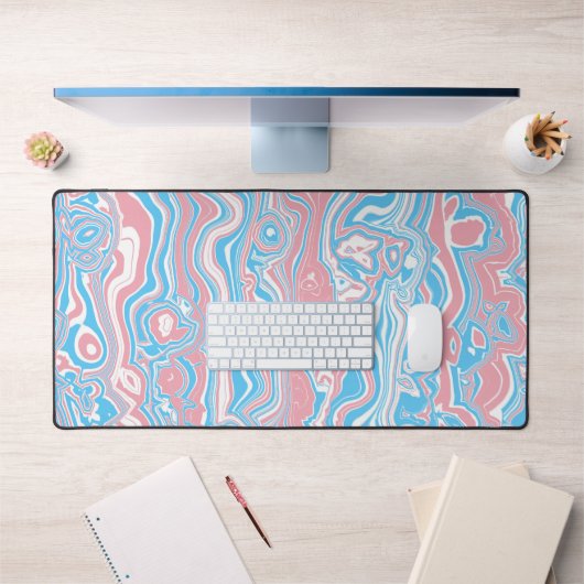 Trans Pride Flag Trippy Boho Groovy Wavy Streifen Schreibtischunterlage (Büro 1)