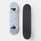 Trans Pride Flag Trippy Boho Groovy Wavy Streifen Skateboard (Vorderseite)