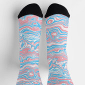 Trans Pride Flag Trippy Boho Groovy Wavy Streifen Socken (Oben)