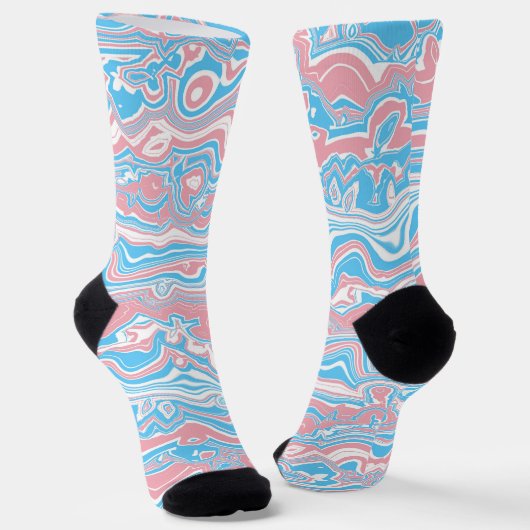 Trans Pride Flag Trippy Boho Groovy Wavy Streifen Socken (Gewinkelt)