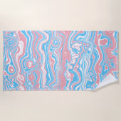 Trans Pride Flag Trippy Boho Groovy Wavy Streifen Strandtuch (Vorderseite)