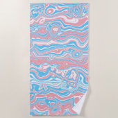 Trans Pride Flag Trippy Boho Groovy Wavy Streifen Strandtuch (Vorderseite)