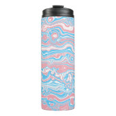 Trans Pride Flag Trippy Boho Groovy Wavy Streifen Thermosbecher (Vorderseite)