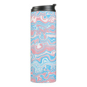Trans Pride Flag Trippy Boho Groovy Wavy Streifen Thermosbecher (Nach links gedreht)
