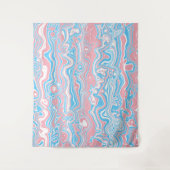 Trans Pride Flag Trippy Boho Groovy Wavy Streifen Wandteppich (Vorderseite)