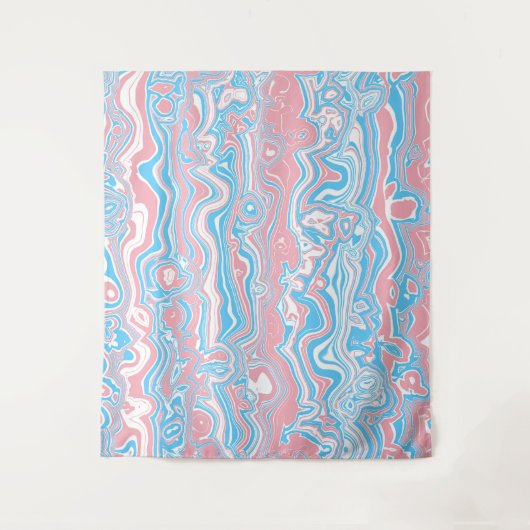 Trans Pride Flag Trippy Boho Groovy Wavy Streifen Wandteppich (Vorderseite)