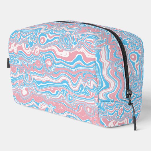 Trans Pride Flag Trippy Boho Groovy Wavy Streifen Waschbeutel (Rechte Ecke)