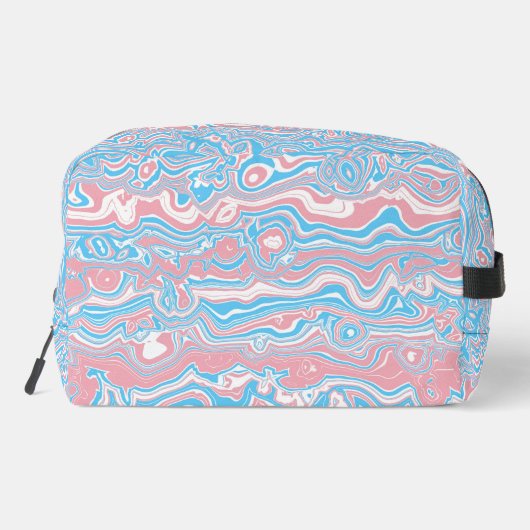 Trans Pride Flag Trippy Boho Groovy Wavy Streifen Waschbeutel (Rückseite)
