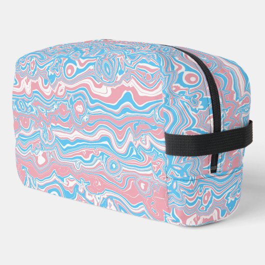 Trans Pride Flag Trippy Boho Groovy Wavy Streifen Waschbeutel (Linke Seite)