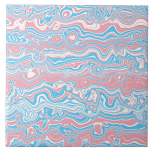Trans Pride-Flagge Trippy Boho Groovy Wellenförmig Fliese