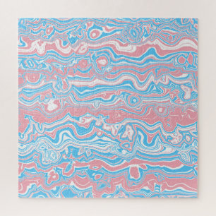 Trans Pride-Flagge Trippy Boho Groovy Wellenförmig Puzzle