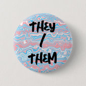 Trans Pride-Flagge Trippy Boho Groovy Wellenstreif Button (Vorderseite)