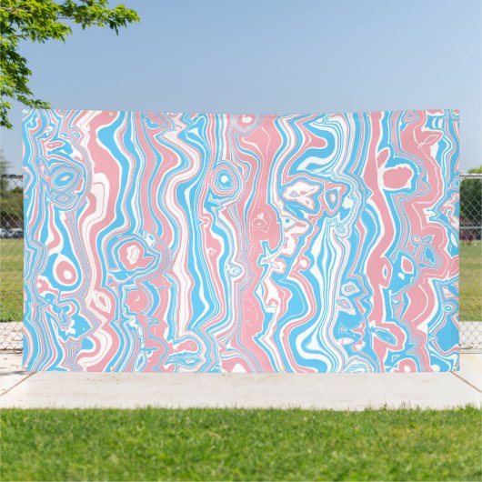 Trans Pride-Flagge Trippy Boho Groovy Wellige Stre Banner (Außenbereich)