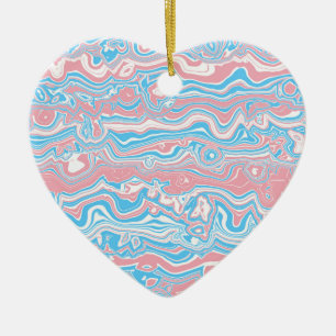 Trans Pride-Flagge Trippy Boho Groovy Wellige Stre Keramik Ornament