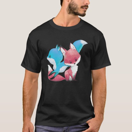 Trans Pride Fox Transgender LGBT T-Shirt (Vorderseite)