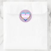 Trans Pride Heart Classic Round Aufkleber (Tasche)